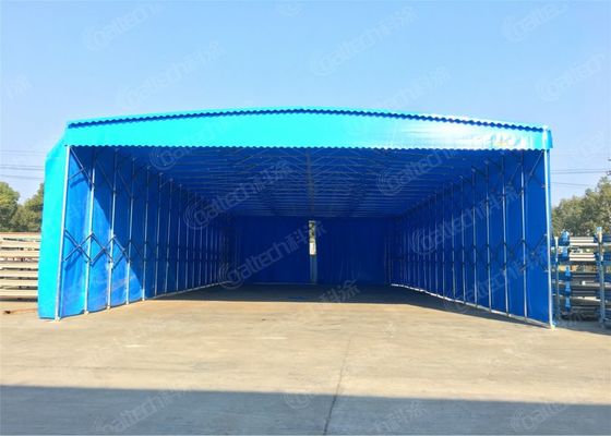 Mobile Retractable Tent with Explosion Proof Double Drive Motors and Scissor Style Extension for Large Scale Industrial