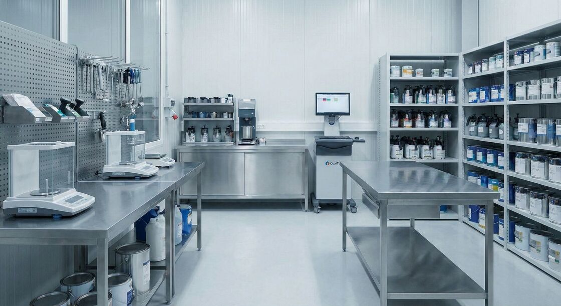 ATEX Certified Modular Paint Mixing Kitchen and Storage Room with Integrated Ventilation and Safety Systems